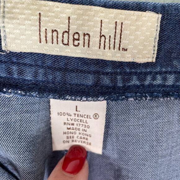 Linden Hill Straight Pants and Shirt Large Women's Blue 100% Tencel Cargo Pocket - Picture 5 of 10